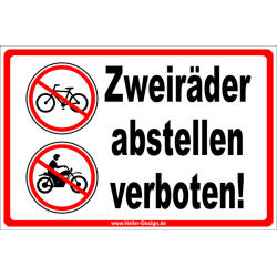 Verbotsschild Zweiräder abstellen verboten 2