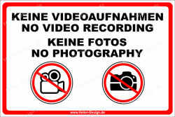 No Photography or Video Recording Sign