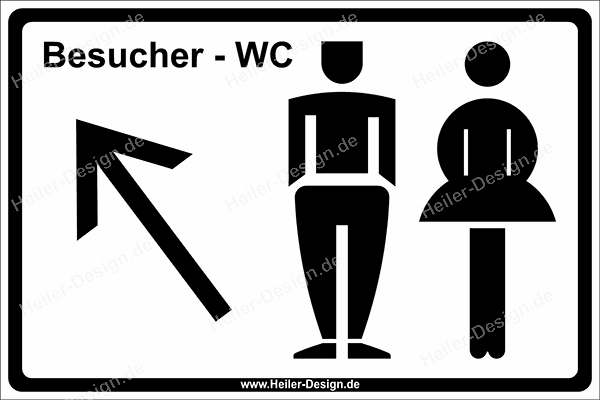 Hinweisschild WC Besucher Pfeil nach links oben