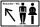 Hinweisschild WC Besucher Pfeil nach links oben