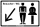 Hinweisschild WC Besucher Pfeil nach links unten