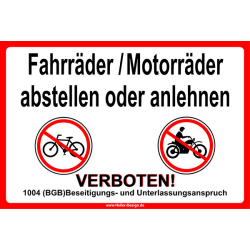 Fahrräder Motorräder abstellen oder anlehnen...