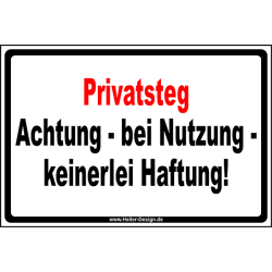 Private Dock No Liability Warning Sign