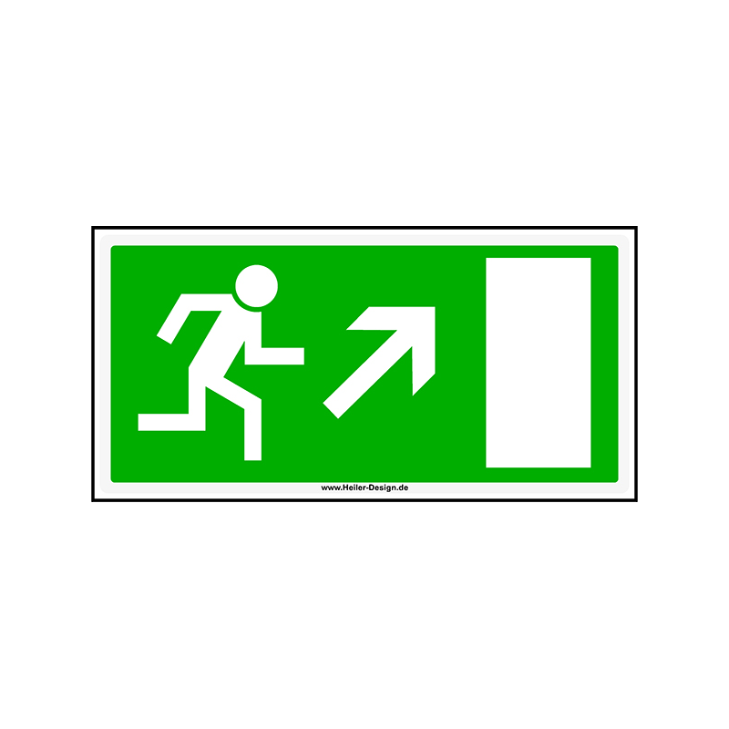 Hinweisschild Notausgang Pfeil nach Rechts Oben