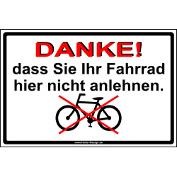 Information Sign Thank You for Not Leaning Your Bicycle...