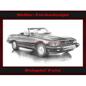 Bleistift Zeichnung Mercedes SL W107 R107