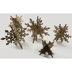 5 Stück Weihnachts Flocken Schnee Flocken aus Holz für Tannenbaum Fenster