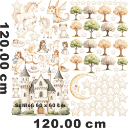 Wandtattoo Wandaufkleber Wandsticker Prinzessin Kinderzimmer Babyzimmer Aquarell selbstklebend - 1