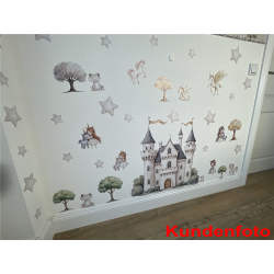 Wandtattoo Wandaufkleber Wandsticker Prinzessin Kinderzimmer Babyzimmer Aquarell selbstklebend - 1