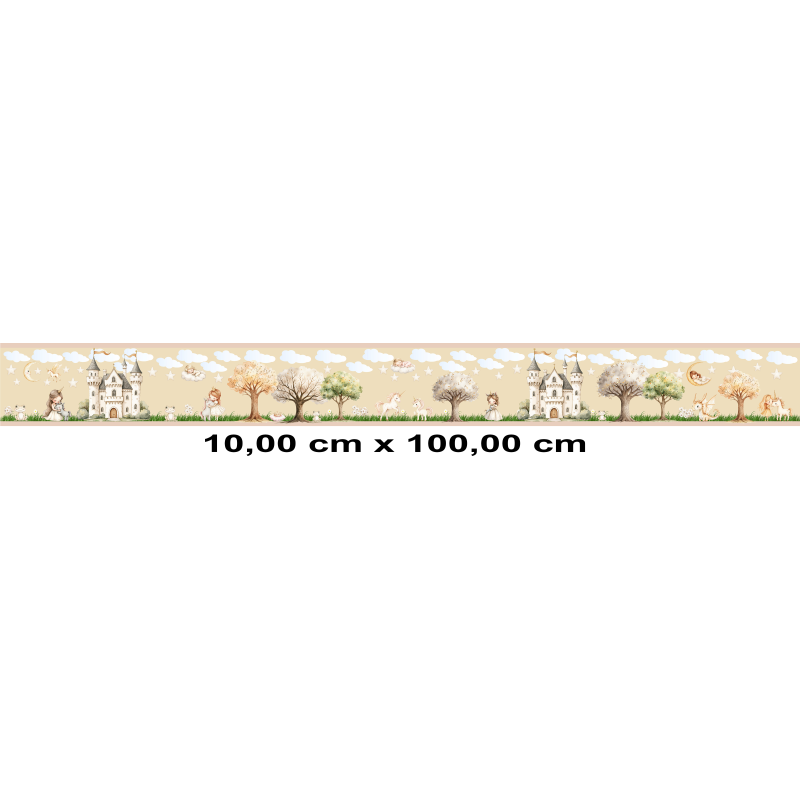Bordüre Wandaufkleber Wandsticker Wandtattoo Prinzessin 1 Kinderzimmer Babyzimmer Aquarell selbstklebend