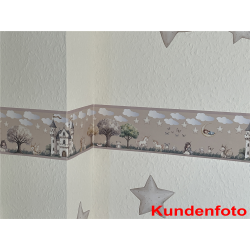 Bordüre Wandaufkleber Wandsticker Wandtattoo Prinzessin Kinderzimmer Babyzimmer Aquarell selbstklebend - 1
