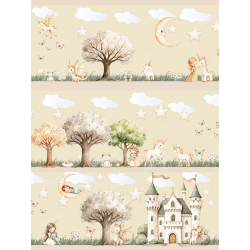 Kinderzimmer Bordüre Prinzessin Aquarell Schloss Wandtattoo Wandsticker 1