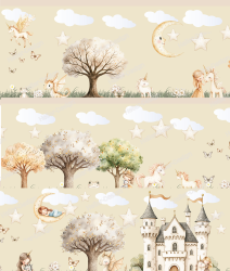 Wall Border Princess Unicorn Castle Watercolor Nursery