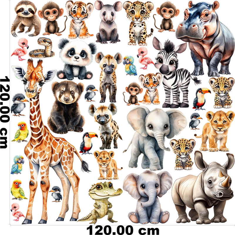 Wandaufkleber Wandsticker Wandtattoo Jungle-1 Kinderzimmer Babyzimmer Aquarell selbstklebend