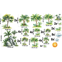 Wandaufkleber Wandsticker Wandtattoo Jungle Pflanzen-1 Kinderzimmer Babyzimmer Aquarell selbstklebend