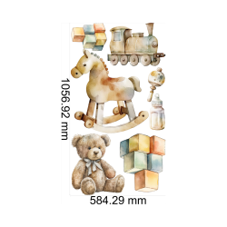 Wandtattoo Baby Teddybär Eisenbahn Schaukelpferd...