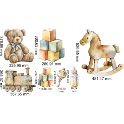 Wandtattoo Baby Teddybär Eisenbahn Schaukelpferd Kinderzimmer Deko 1