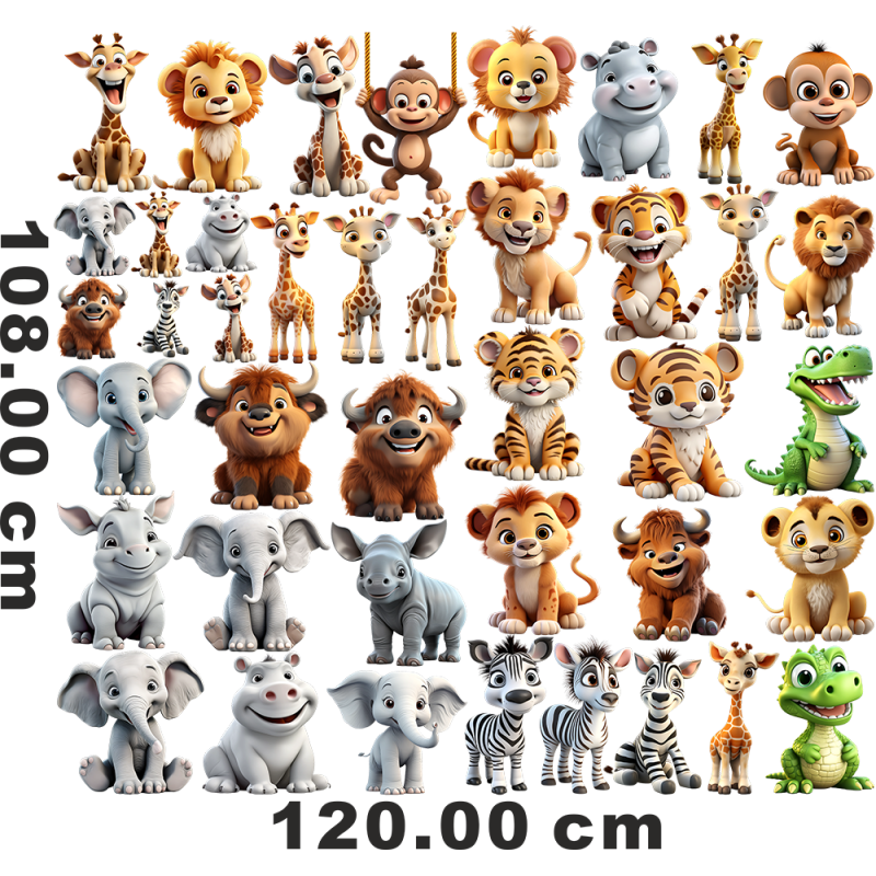Wandtattoo Dschungel Dschungeltiere Kinderzimmer Deko Safari Tiere Elefant Giraffe Löwe Affe 3