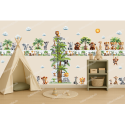 Wandtattoo Dschungel Dschungeltiere Kinderzimmer Deko Safari Tiere Elefant Giraffe Löwe Affe 3