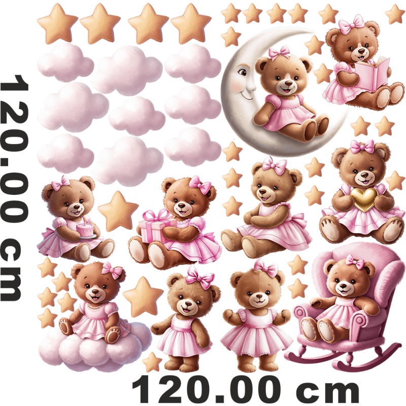 Wandaufkleber Wandsticker Wandtattoo Teddybära-1 Kinderzimmer Babyzimmer Aquarell selbstklebend