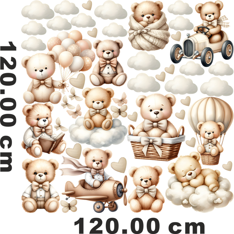 Wandaufkleber Wandsticker Wandtattoo Teddybära-2 Kinderzimmer Babyzimmer Aquarell selbstklebend