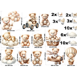 Wandtattoo Wandaufkleber Wandsticker Teddybär Kinderzimmer Babyzimmer Aquarell selbstklebend - 2