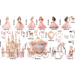 Wandtattoo Wandaufkleber Wandsticker Prinzessin Kinderzimmer Babyzimmer Aquarell selbstklebend - 2