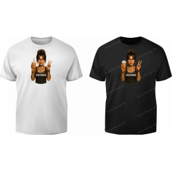 T-Shirt Girl Kaffeebecher Peace Zeichen Overthinker