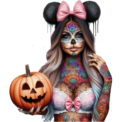 T-Shirt cooles Girl mit Tattoos und Schleife im Haar und...