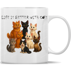 Tasse Kaffeebecher Katze Life is Better with Cats - 1