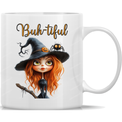 Tasse Kaffeebecher Helloween buh-tiful Hexe rote Haare - 1