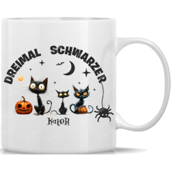 Mug Coffee Cup Halloween Three Black Cats - 2