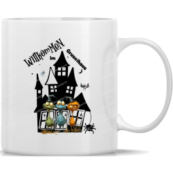 Tasse Kaffeebecher Helloween Willkommen im Gruselhaus - 14