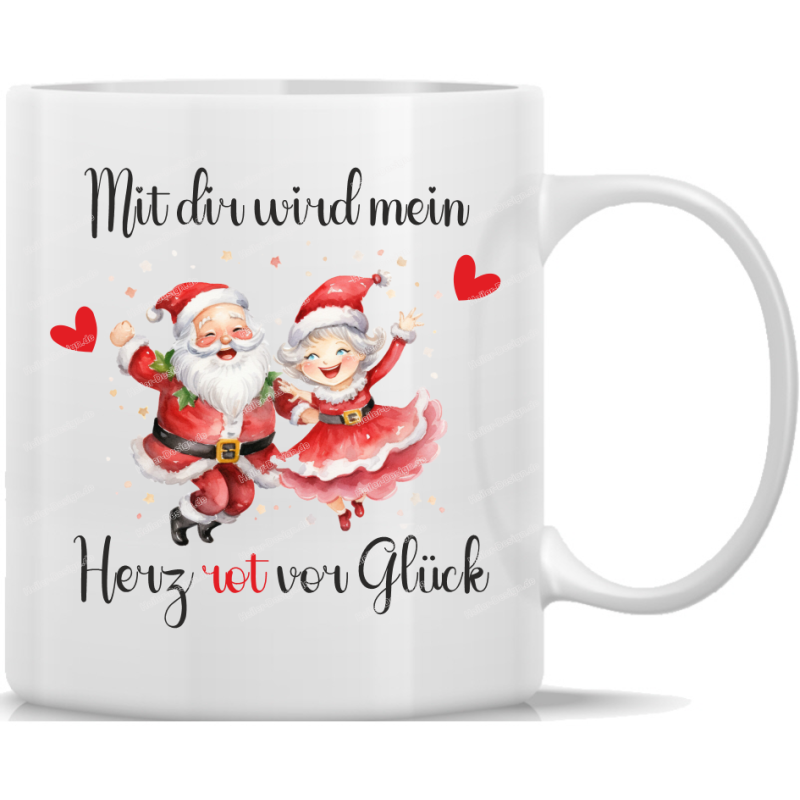 Tasse Kaffeebecher Weihnachten Mit dir wird mein Herz rot vor Glück - 2