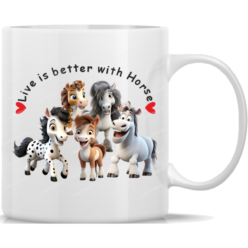 Tasse Kaffeebecher Pferde Life is Better with Horse - 1