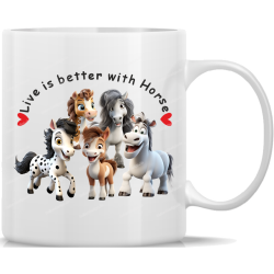 Tasse Kaffeebecher Pferde Life is Better with Horse - 1