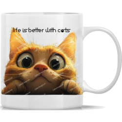Tasse Kaffeebecher Katze Life is Better with Cats - 2