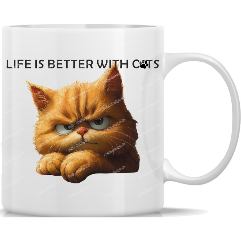 Tasse Kaffeebecher Katze Life is Better with Cats - 3
