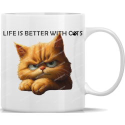 Tasse Kaffeebecher Katze Life is Better with Cats - 3