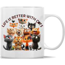 Tasse Kaffeebecher Katze Life is Better with Cats - 7