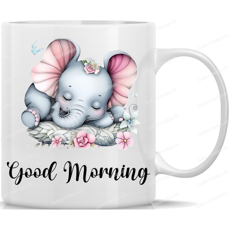 Tasse Kaffeebecher mit Süßem Elefanten Good Morning Motiv - 2
