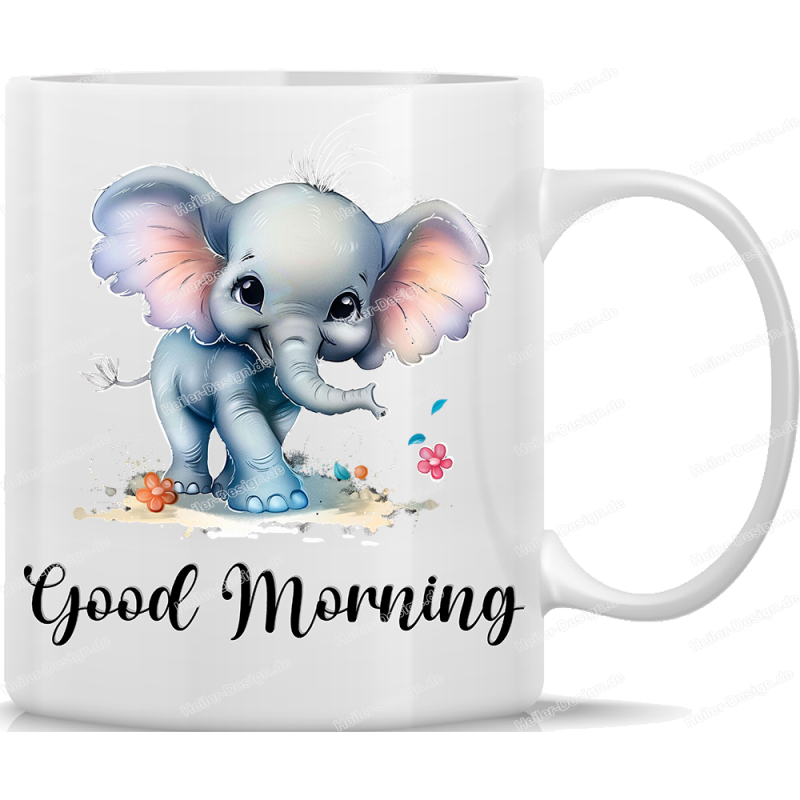 Tasse Kaffeebecher mit Süßem Elefanten Good Morning Motiv - 7