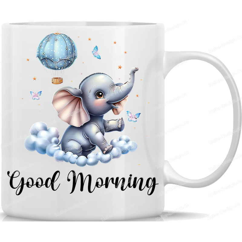 Tasse Kaffeebecher mit Süßem Elefanten Good Morning Motiv - 11
