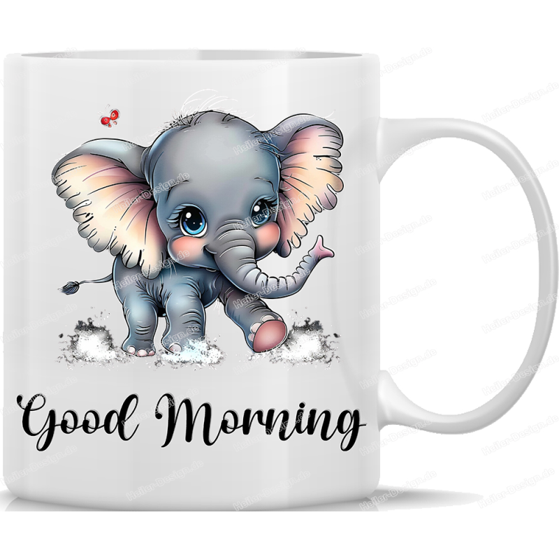 Tasse Kaffeebecher mit Süßem Elefanten Good Morning Motiv - 27