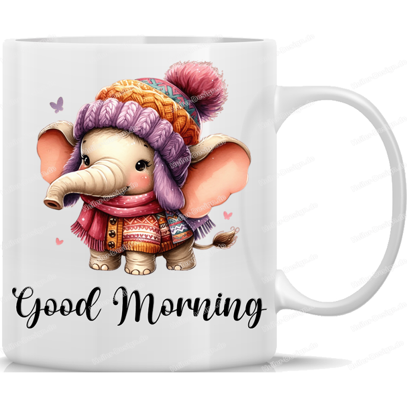 Tasse Kaffeebecher mit Süßem Elefanten Good Morning Motiv - 40