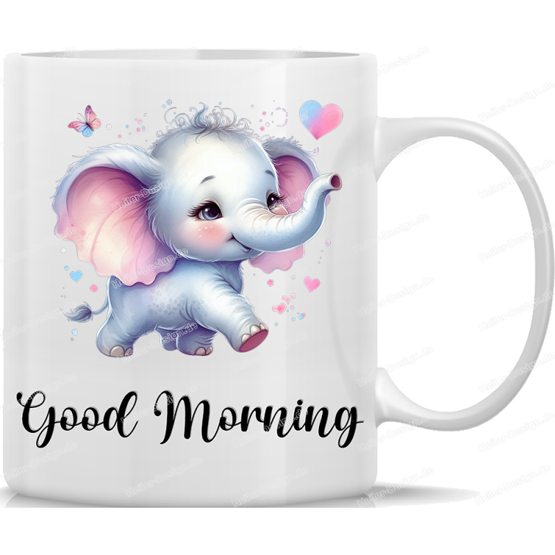 Tasse Kaffeebecher mit Süßem Elefanten Good Morning Motiv - 41
