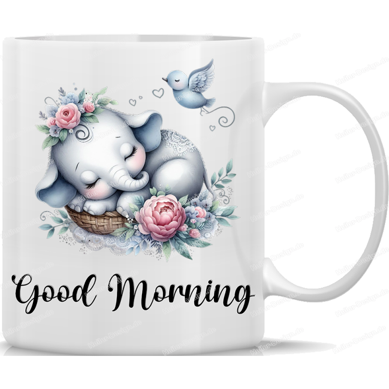 Tasse Kaffeebecher mit Süßem Elefanten Good Morning Motiv - 43