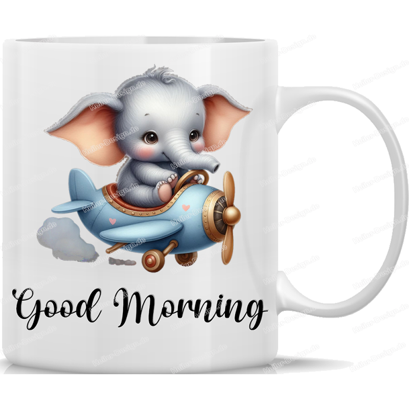 Tasse Kaffeebecher mit Süßem Elefanten Good Morning Motiv - 44