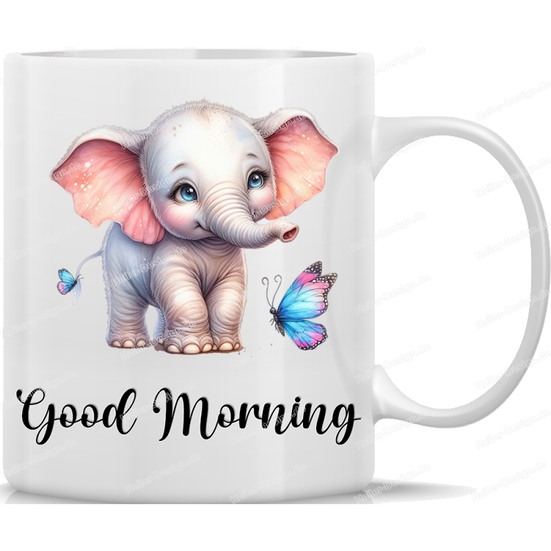 Tasse Kaffeebecher mit Süßem Elefanten Good Morning Motiv - 48