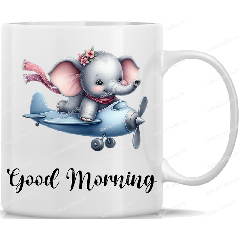 Tasse Kaffeebecher mit Süßem Elefanten Good Morning Motiv - 55